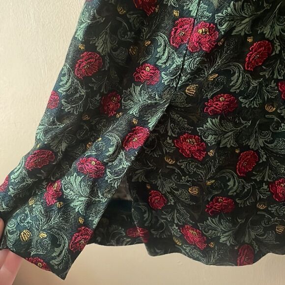 Tanner Women's Vintage 1980s Red & Green Floral Midi Dress Size 6 - Picture 8 of 10
